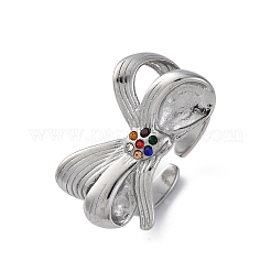 Anelli per polsini regolabili in acciaio inossidabile 304 con strass&nbsp;RJEW-Q020-18P