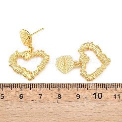 Серьги-гвоздики в форме сердечка из латуни EJEW-F400-21G