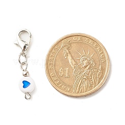 アクリルパーツデコレーション  亜鉛合金カニカンと鉄のパーツ  ハート付きフラットラウンド  ミックスカラー  30mm&nbsp;HJEW-JM00623