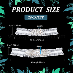Jarretières de mariée élastiques en dentelle de nylon&nbsp;AJEW-WH0661-25B