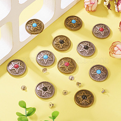 12 шт. 6-цветные пуговицы из цинкового сплава и синтетической бирюзы BUTT-TA0001-18