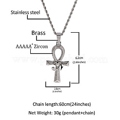 Глаз Гора анк крест латунный прозрачный кубический цирконий подвеска ожерелья&nbsp;FS-WG16769-02