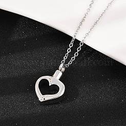 304 нержавеющая сталь кулон в форме сердца урна для праха домашних животных ожерелья&nbsp;NJEW-S455-03P