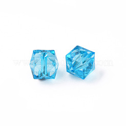 透明なアクリルビーズ  多面カット  キューブ  ディープスカイブルー  10x11x11mm  穴：2mm  約314個/235g&nbsp;LS-MACR-S373-132-B08