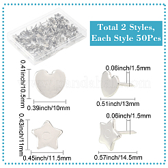 100 шт. 2 стиля железных кнопок для чертежей&nbsp;AJEW-SP0003-97