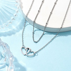 Ожерелья с подвесками в форме сердца из нержавеющей стали для женщин NJEW-JN04735-02