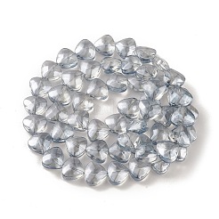 透明電気めっきガラス ビーズ 連売り  パール光沢メッキ  ハート  ライトグレー  12x13x7mm  穴：1mm  約55個/連  25.51''（64.8センチメートル）&nbsp;EGLA-P050-PL02