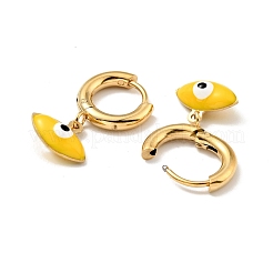 エナメル ホースアイ ダングル フープ イヤリング  女性用金メッキ 304 ステンレススチールジュエリー  きいろ  24mm  ピン：1mm&nbsp;STAS-E162-09G