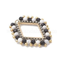 Подвески из натурального хаулита и черного оникса (окрашенного и нагретого) с ограненными круглыми бусинами и стеклянными бусинами&nbsp;PALLOY-MZ01167-01