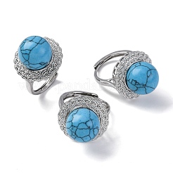 Кольца для пальцев с натуральными и синтетическими смешанными драгоценными камнями RJEW-K241-05P