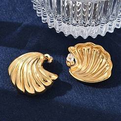 Серьги-гвоздики из нержавеющей стали 304 в форме морской волны&nbsp;EJEW-M073-07G-01