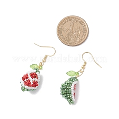 Серьги-подвески из бисера ручной работы в виде арбуза&nbsp;EJEW-MZ00540-01