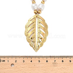 Ожерелья из нержавеющей стали 304 с подвеской в виде листа для женщин&nbsp;NJEW-U038-02G