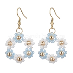 Серьги-подвески из стеклянных бусин ручной работы и нержавеющей стали 304 для женщин&nbsp;EJEW-JE06201