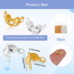 1200 шт. 2-х цветные латунные наконечники для бусин&nbsp;KK-SP0001-94