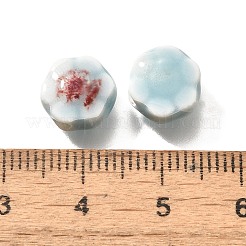 手作りの陶器ビーズ  花  アクア  9.5x10x5~5.5mm  穴：1.8~2.2mm&nbsp;PORC-H013-04-15