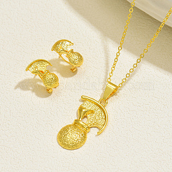 Комплекты из круглого латунного кулона и серег-гвоздиков для женщин&nbsp;SN1868