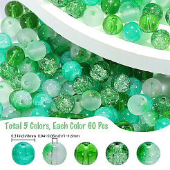 300 Stück 5 Stile transparente Sprühmalerei Crackle Glasperlen&nbsp;GLAA-PA0001-57