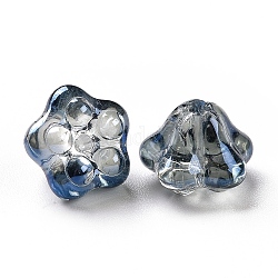 Galvanisierte Glasperlen, Trompetenblume, Preußischblau, 8.5x8x5.5 mm, Bohrung: 1 mm