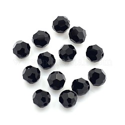 Austrian Crystal Beads, 8mm Faceted Round, Jet, hole: 1mm