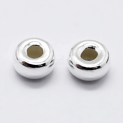 925 шарики стерлингового серебра, рондель, серебряные, 3x1.7 мм, отверстие : 1 мм