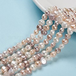 Natural Cultured Freshwater Pearl Beads Strands, Two Sides Polished, Nuggets, Seashell Color, 4~7x6~8x3.5~5mm, Hole: 0.6mm, about 43pcs/strand, 13.19 inch