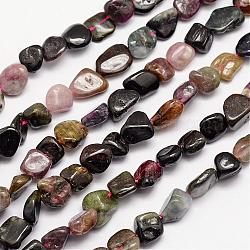 Chapelets de perles en tourmaline naturelle, pierre roulée, pépites, 3~14x3~14mm, Trou: 1mm, environ 15.35 pouce
