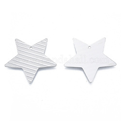 304 Stainless Steel Pendants, Star, Stainless Steel Color, 36x38x1mm, Hole: 1.8mm