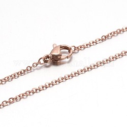 Cable de cadena de collares 304 acero inoxidable, con cierre de pinza, oro rosa, 17.7 pulgada (45 cm), anillo de salto: 3x0.5 mm