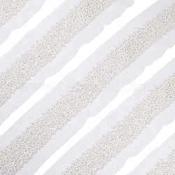 Tissu avec ruban de perles de verre, plat, fumée blanche, 2-1/2 pouce (62 mm), environ 2 mètres / rouleau