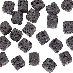 Étoiles de perles de roche de lave naturelle, cube, 10x10x10mm, Trou: 1mm, Environ 36 pcs/chapelet, 15.55'' (39.5 cm)