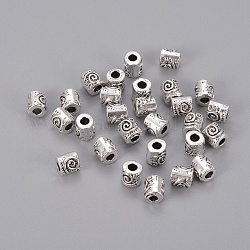 Tibetischer stil legierung perlen, Kolumne, Antik Silber Farbe, Bleifrei und cadmium frei, 6x6 mm, Bohrung: 2.5 mm