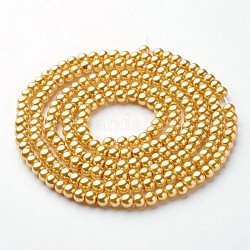 Glass Pearl Beads Strands, Pearlized, Round, Khaki, 4~5mm, Hole: 1mm, about 200pcs/strand, 30.71 inch(78cm)