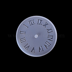 Redondo plano con números romanos reloj decoración de pared moldes de silicona de calidad alimentaria, para resina uv, fabricación artesanal de resina epoxi, fantasma blanco, 104x7mm