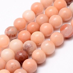 Brins de perles aventurine rose naturel, ronde, 10mm, Trou: 1mm, Environ 38~39 pcs/chapelet, 14.9 pouce ~ 15.1 pouces