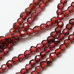 Natürlicher Granat Perlen Stränge, facettiert rund, 3 mm, Bohrung: 0.8 mm, ca. 123 Stk. / Strang, 15 Zoll