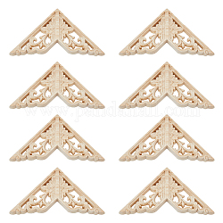 Gummi Holz geschnitzte Onlay-Applikation, Mittelblume lange Applikation, für Türschrank Bett unbemaltes Dekor im europäischen Stil, Dreieck, rauchig, 103x103x9.5 mm