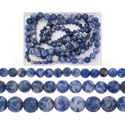 Yilisi 3 hilos 3 estilo punto azul natural cuentas de jaspe hilos, esmerilado, redondo, 6~10.5mm, agujero: 1~1.2 mm, aproximamente 36~63 pcs / cadena, 15.5 pulgada (39.37 cm), 1 hebra / estilo