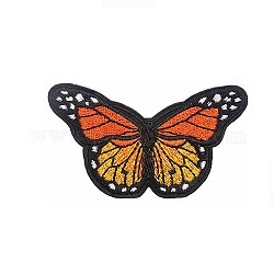 Butterfly Appliques, Computerized Embroidery Cloth Iron on Patches, Costume Accessories, Tomato, 45x80mm