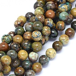 Chapelets de perles en chrysocolle naturelle, ronde, 10mm, Trou: 0.8mm, Environ 40~41 pcs/chapelet, 15.3~16.3 pouce (39.5~41.5 cm)