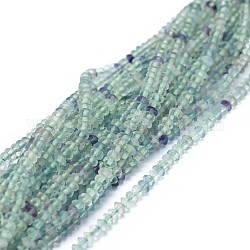 Natural Fluorite Beads Strands, Faceted, Rondelle, 2.5~3.5x1.5mm, Hole: 0.6mm, about 90pcs/strand, 15.35(39cm)