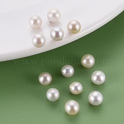 Perline di perle naturali di keshi, perla d'acqua dolce coltivata, Senza Buco / undrilled, tondo, colore conchiglia, 7~8mm