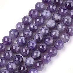 Chapelets de perles en améthyste naturelle, ronde, 8mm, Trou: 1mm, Environ 45~48 pcs/chapelet, 15.3 pouce