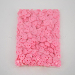 Schönen herzförmigen Tasten, ABS-Kunststoff Nähen Taste, rosa, ca. 14 mm Durchmesser, Bohrung: 1.5 mm