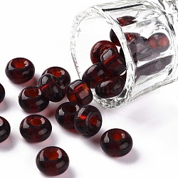 Perles rondes en verre de couleurs transparentes, trou rond, brun coco, 3~5x9~10mm, Trou: 2.5mm, environ 660 pcs / livre