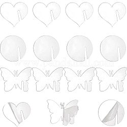CREATCABIN 60Pcs 3 Styles Acrylic Wine Glass Charms, Goblet Marker, Butterfly & Flat Round & Heart, Clear, 40~50x49.5~54.5x2mm, 20pcs/style
