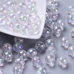 Perles acryliques transparentes écologiques, ronde, couleur ab , clair ab, 12mm, Trou: 2mm