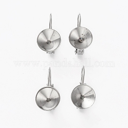 304 Stainless Steel Leverback Earring Findings, with Rhinestone Settings, Stainless Steel Color, 18x9mm, Pin: 0.8mm, Fit for 8mm Rhinestone