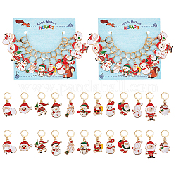 NBEADS 24 Pcs Christmas Theme Stitch Markers, Alloy Santa Claus/Snowman Enamel Crochet Stitch Marker Charms Locking Stitch Marker for Crochet Accessories Quilting Jewelry Making