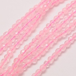 Chapelets de perles en quartz rose naturel, ronde à facettes, 3mm, Trou: 0.8mm, Environ 118~130 pcs/chapelet, 15.4 pouce
